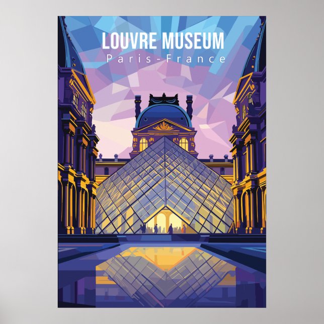 Museo del Louvre Afiche de viaje Impresión fotográ (Frente)