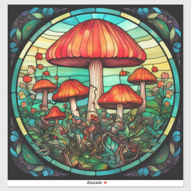 Mushroom Art Vinyl Pegatina (Hoja)