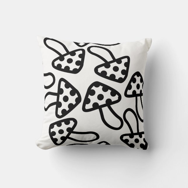Mushroom Cojín decorativo blanco y negro (Anverso)