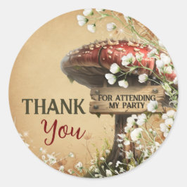 Mushroom Forest Pegatina Gracias Etiqueta