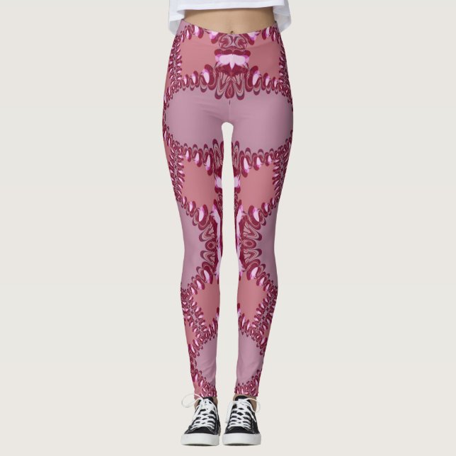 Mushroom Pink Love Fractal Lace Leggings  Psydefx  (Anverso)