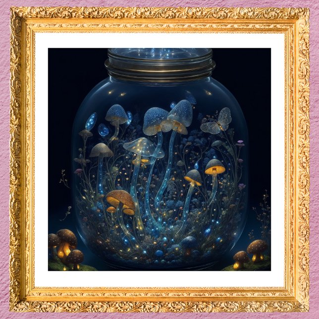 Mushrooms mágicos | Fantasía del arte digital (Shown: 16x16 print in ornate gold frame.)
