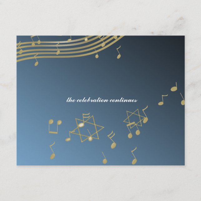 Music Bar Mitzvah/ Tarjeta de recepción (Anverso)