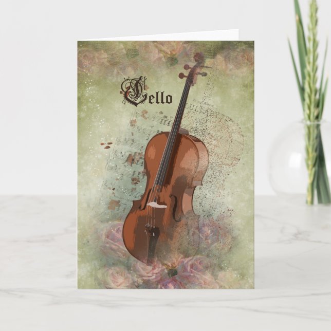 Music CELLO - Tarjeta de saludo (Anverso)