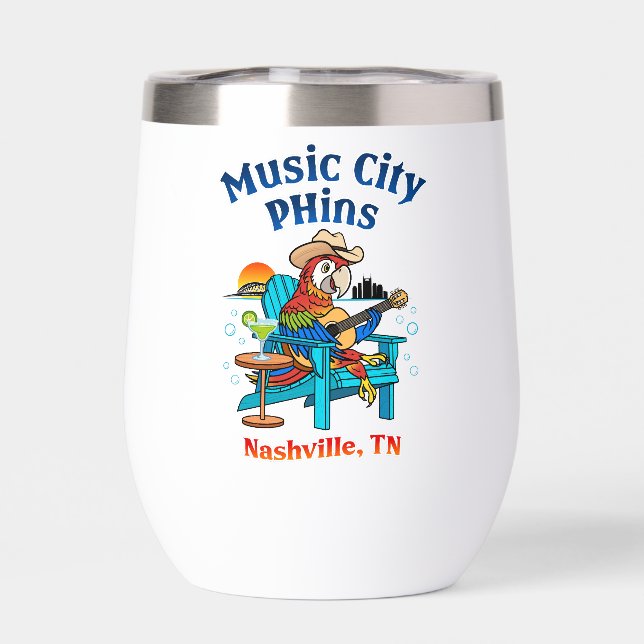 Music City Phins Steless Wine Tumbler (Trasero)