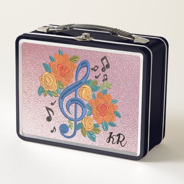 Music Clef Note Iniciales florales musicales (Anverso)