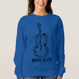 Music Is Life Instrument Art Sudadera con capuch