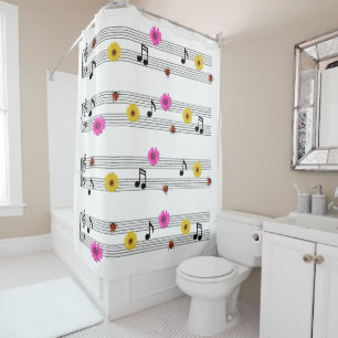 Music Notes Shower Cortina