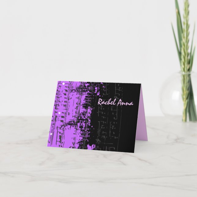 Music Notes Stars Bar Mitzvah tarjeta de agradecim (Anverso)