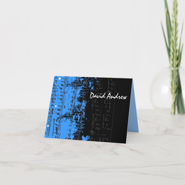 Music Notes Stars Bar Mitzvah tarjeta de agradecim (Anverso)