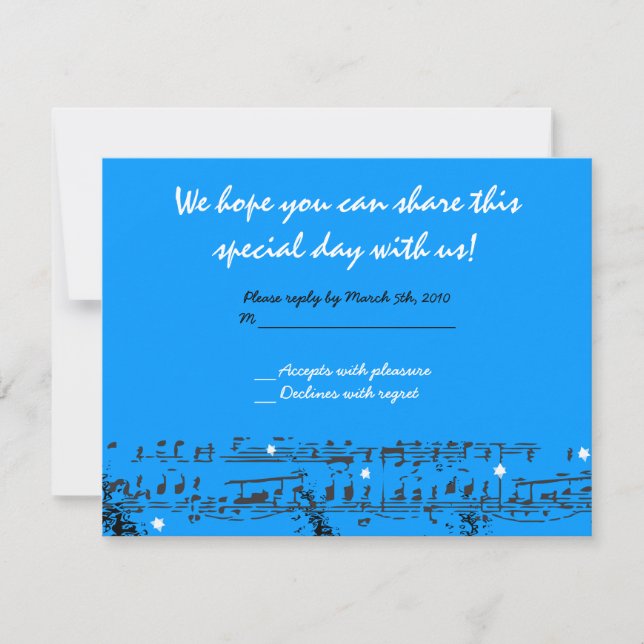 Music Notes Stars Bat Mitzvah Invitación a respond (Anverso)