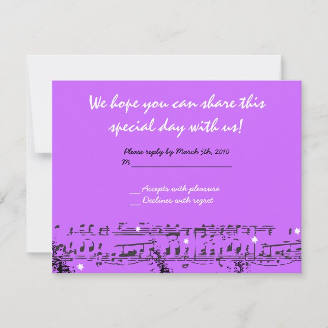 Music Notes Stars Bat Mitzvah Invitación a respond (Anverso)