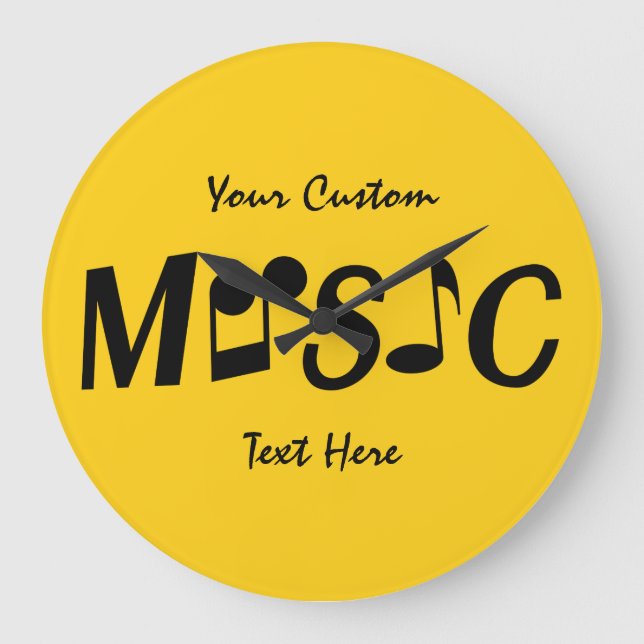 MUSIC personalizado de texto y reloj de pared de c (Anverso)