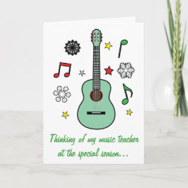 Music Teacher Holiday Card Guitar y notas