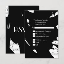 Música abstracta en blanco y negro RSVP con opción