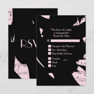 Música abstracta negra y rosa RSVP con opción de m