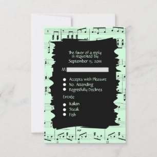 Música abstracta negro y menta RSVP con opción de