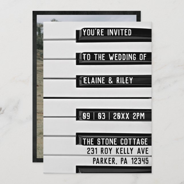 Música=Amar las teclas del piano Invitación a la b (Anverso / Reverso)