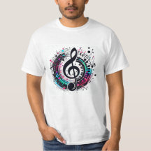 Música arcoiris masculina nota camiseta divertida 