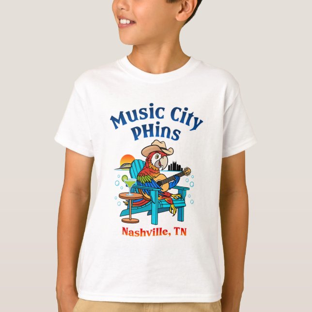 Música City Phins Niños Portada Logo Camiseta (Anverso)