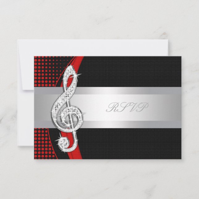 Música Clave De Sol Roja Negra RSVP (Anverso)