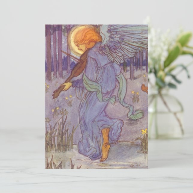 Música de ángel que toca un violín, música antigua (Anverso de pie)