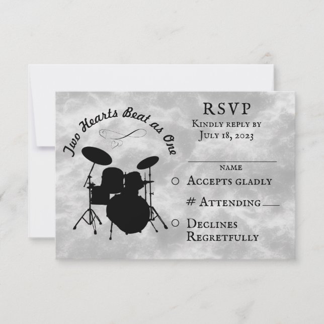 Música de batería para RSVP de boda de batería (Anverso)
