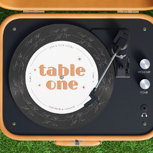 Música de disco de vinilo retro   Número de mesa d
