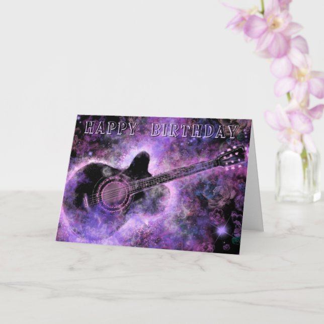 Música de guitarra con tarjeta de cumpleaños feliz (Orquídea)