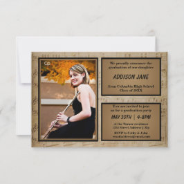 Música de hoja con foto - Invitación 3x5 Grad