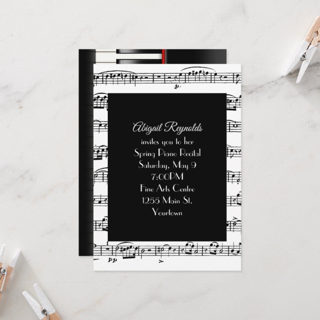 Música De Hoja Para Invitación Recital De Piano (Anverso/Reverso In Situ)