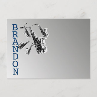 Música de Saxofón Tarjeta Plana de Agradecimiento