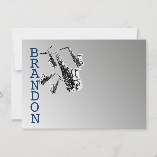 Música de Saxofón Tarjeta Plana de Agradecimiento (Anverso)