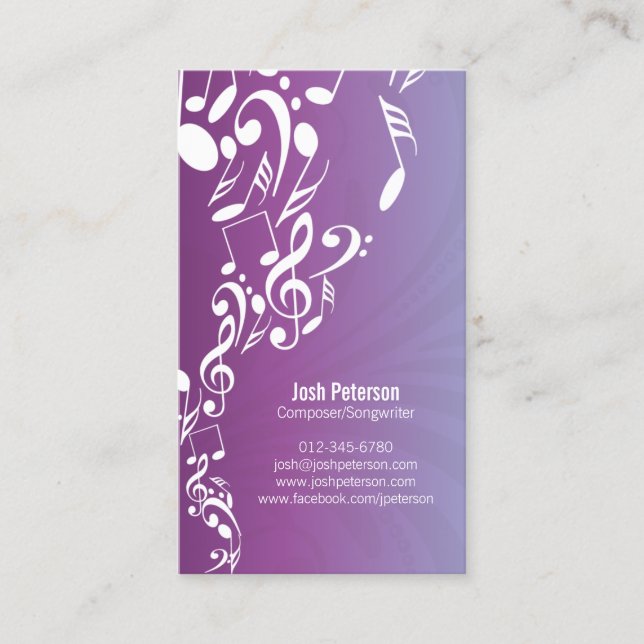 Música de tarjetas de visita de música de música d (Anverso)