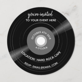 música de vinilo invitación a boda de cumpleaños