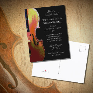 Música de violín Recital Invitación en blanco negr