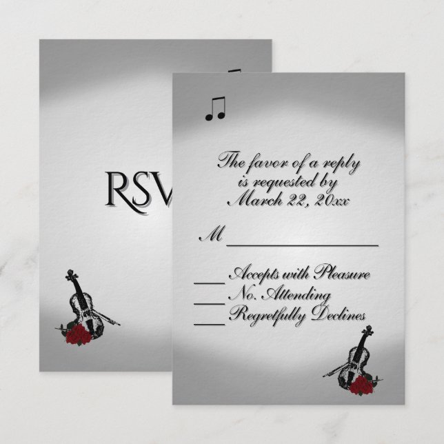 Música de violín RSVP de boda (Anverso / Reverso)