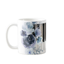 música floral azul polvorienta taza de café