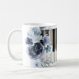 música floral azul polvorienta taza de café