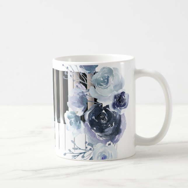 música floral azul polvorienta taza de café (Derecha)