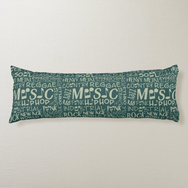 Música Genes Word Collage cuerpo almohada (Anverso)