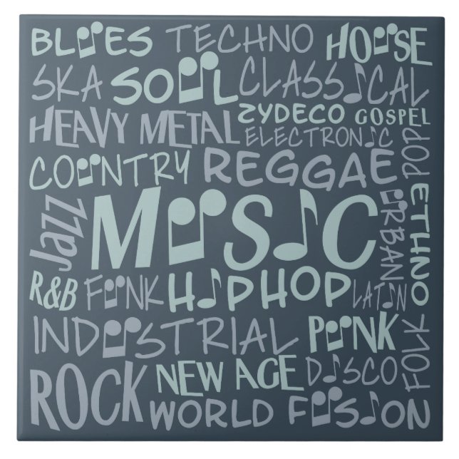 Música Genres Baldosas de Word Collage (Frente)