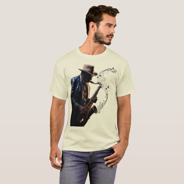 música masculina camiseta saxofón soul (Anverso completo)