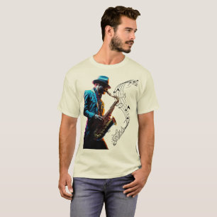 música masculina camiseta saxofón soul