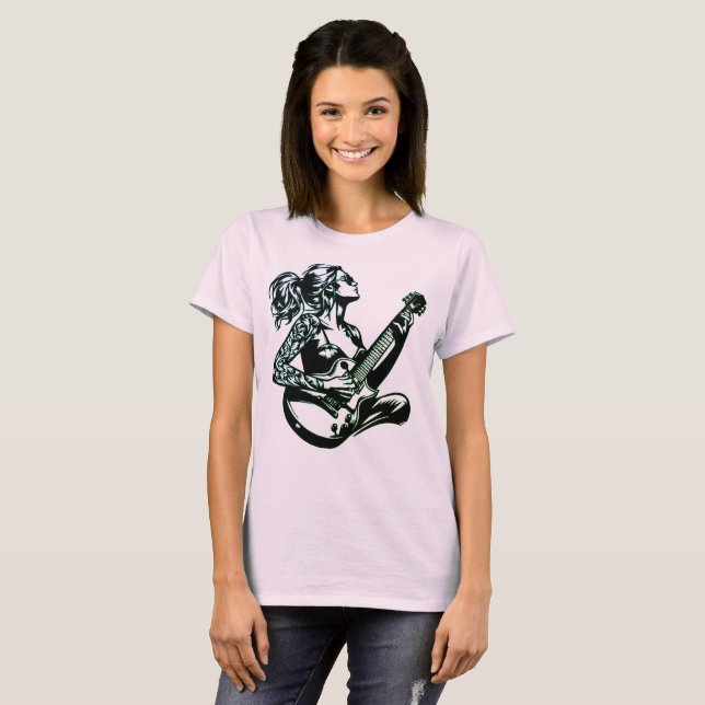 música mujeres camisetas jazz guitarrista brass (Anverso completo)