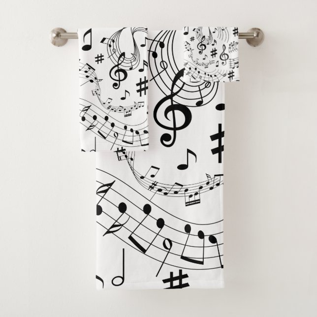 Música, notas musicales, negro y blanco (In situ)