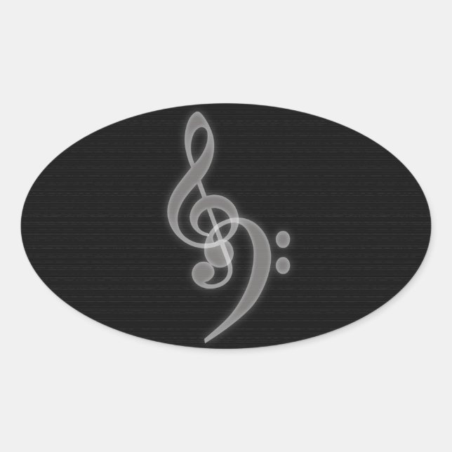 Música: Pegatinas de Treble and Bass Clef Oval (Anverso)