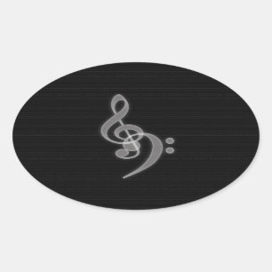 Música: Pegatinas de Treble and Bass Clef Oval