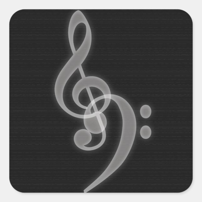 Música - Pegatinas de Treble and Bass Clef Square (Anverso)