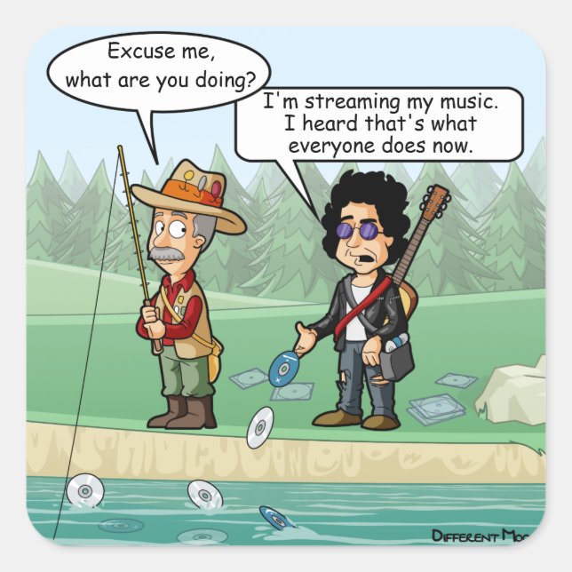 Música Streaming Funny Pun 20 Pegatinas Cuadrados (Anverso)